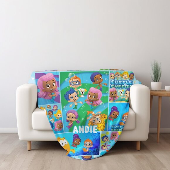 Personalized Bubble Guppies Blanket, Bubble Guppies Party Blanket - Picture 3 of 6